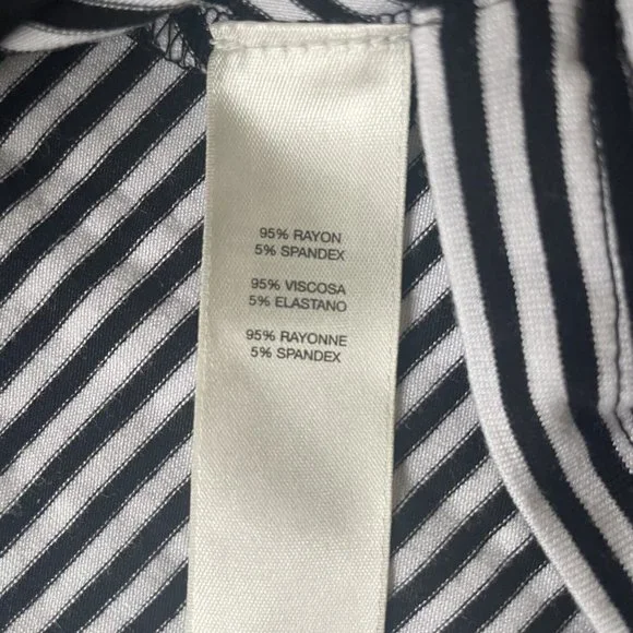 Chico's Shirt Womens 0 (Small) Black White Striped Tunic Handkerchief Hem Casual - Picture 4 of 7